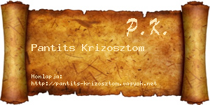 Pantits Krizosztom névjegykártya